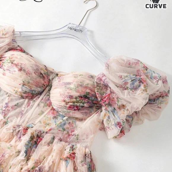 Elegant Floral Pink Dress - Picture 3 of 6